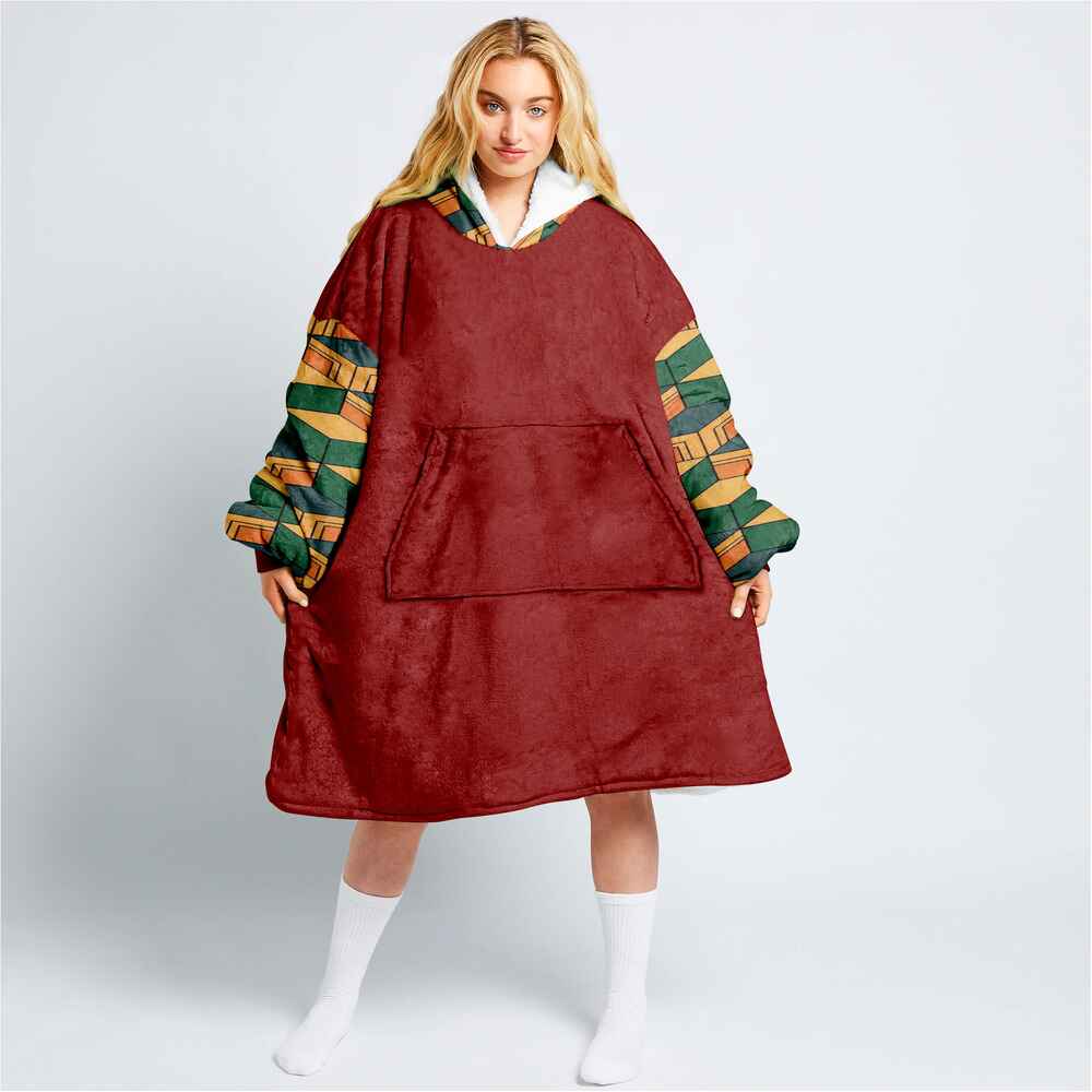 Demon Slayer Water Pillar Oversized Fleece Blanket Hoodie