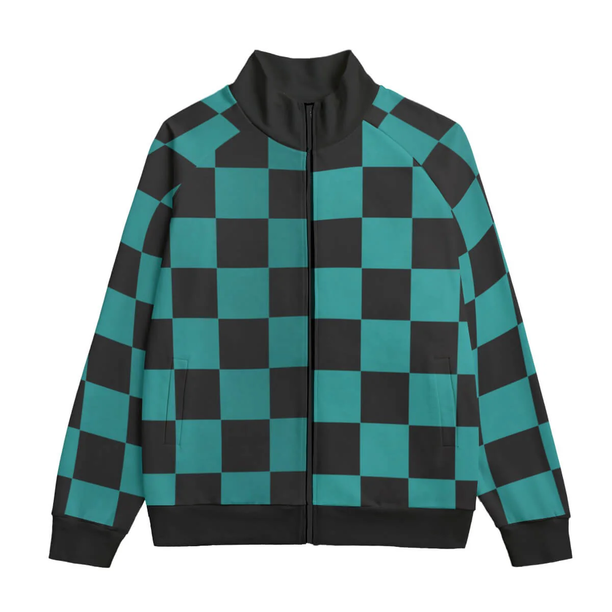 Demon Slayer kimetsu Classic Green Check Fleece Collar Up Jacket
