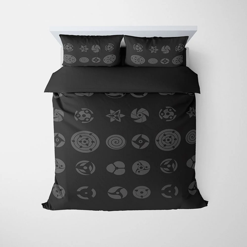 Naruto Anime Shinobi Eyes All Over Brushed Comforter Bedding Set