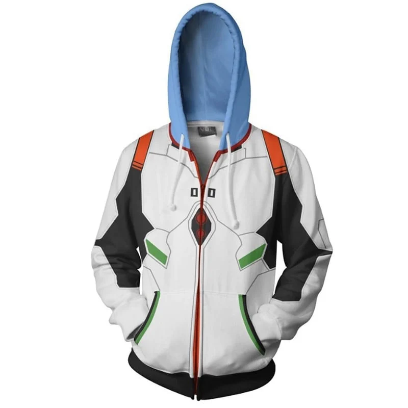Evangelion Rei Unit-01 Classic Ayanami Pattern Zipper Hoodie