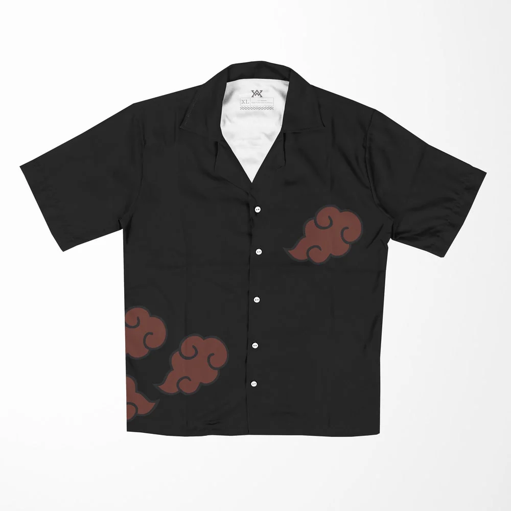 Naruto Shinobi Clouds Classic Button up Hawaiian Short Sleeved Shirt