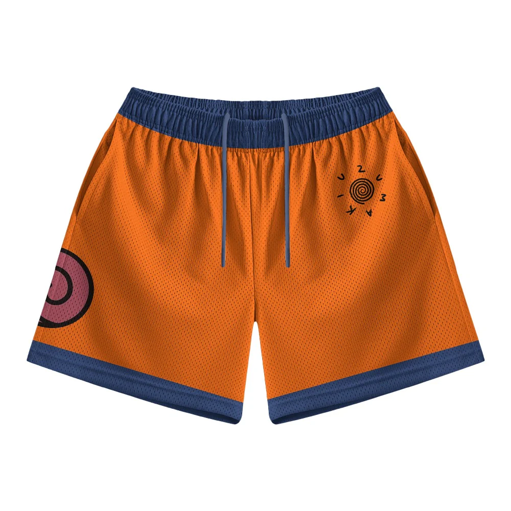 Uzumaki Clan Emblem Brushed Color Crossover Mesh Shorts