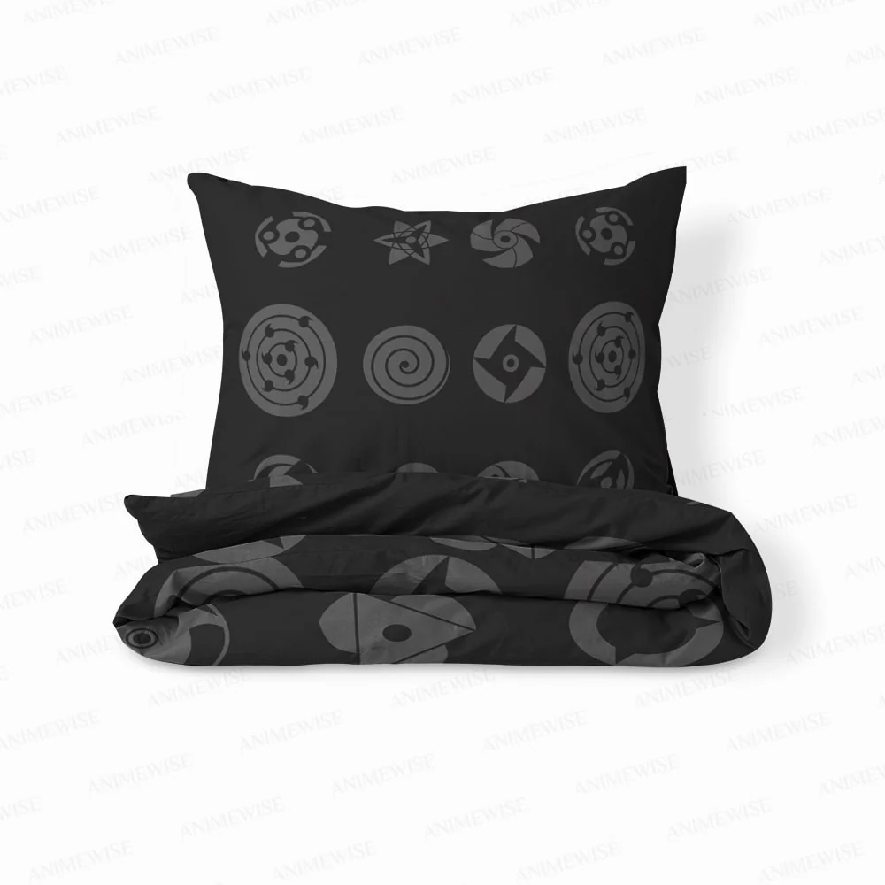 Naruto Anime Shinobi Eyes All Over Brushed Comforter Bedding Set