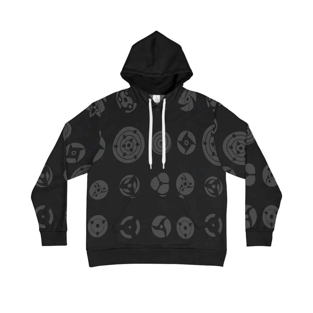 Naruto Anime Shinobi Eyes All Over Brushed Pullover Hoodie