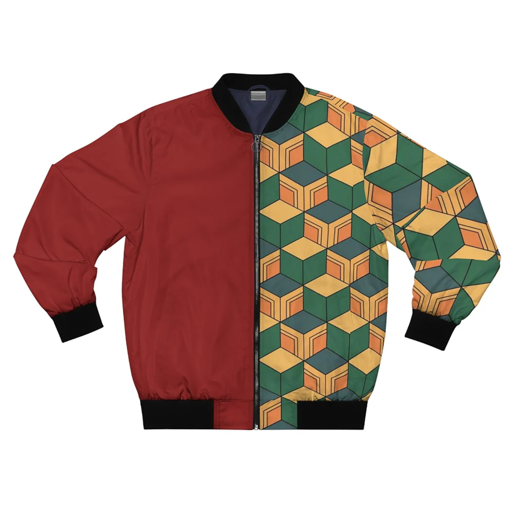 Demon Slayer Water Pillar Color Overlap Pattern Bomber Jacket