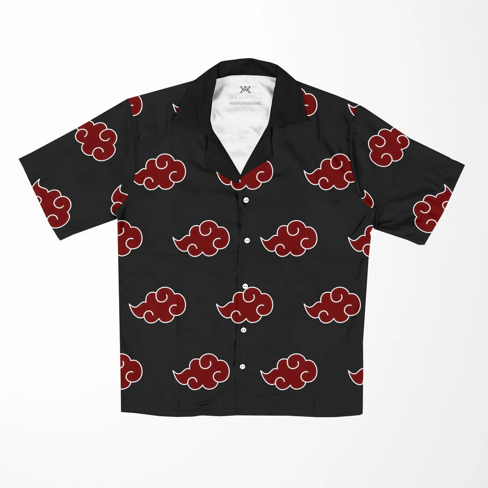 Naruto Shinobi Clouds AOP Button up Hawaiian Short Sleeved Shirt