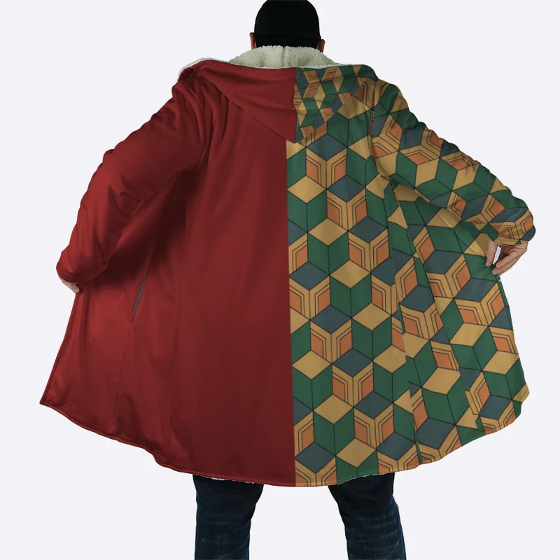 Naruto Water Pillar Color Overlap Pattern Hooded Cloak Coat