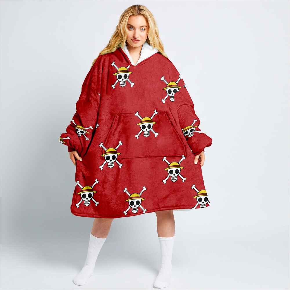 One Piece Jolly Roger Pattern Blanket Hoodie