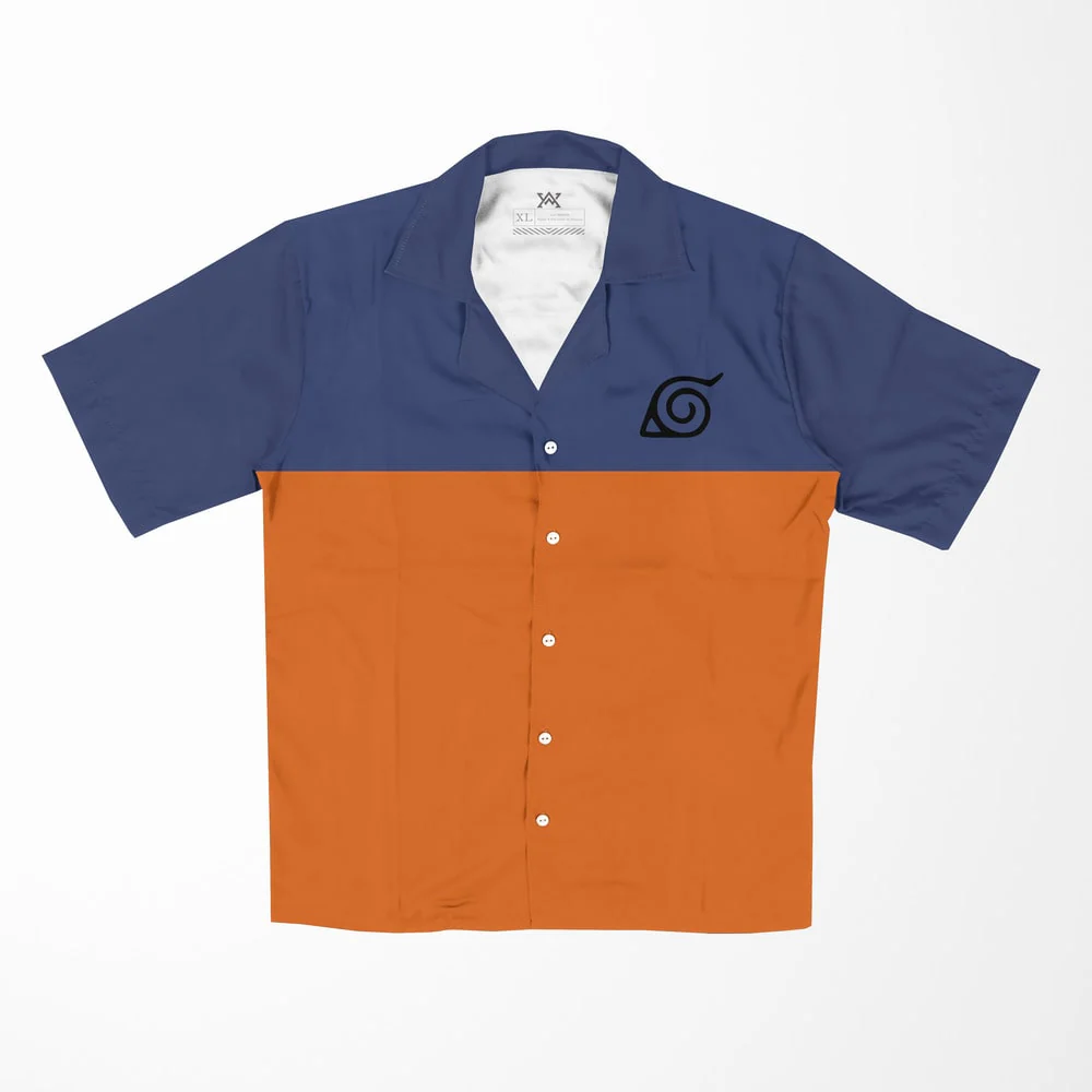 Uzumaki Emblem Button Up Hawaiian Short Sleeved Shirt