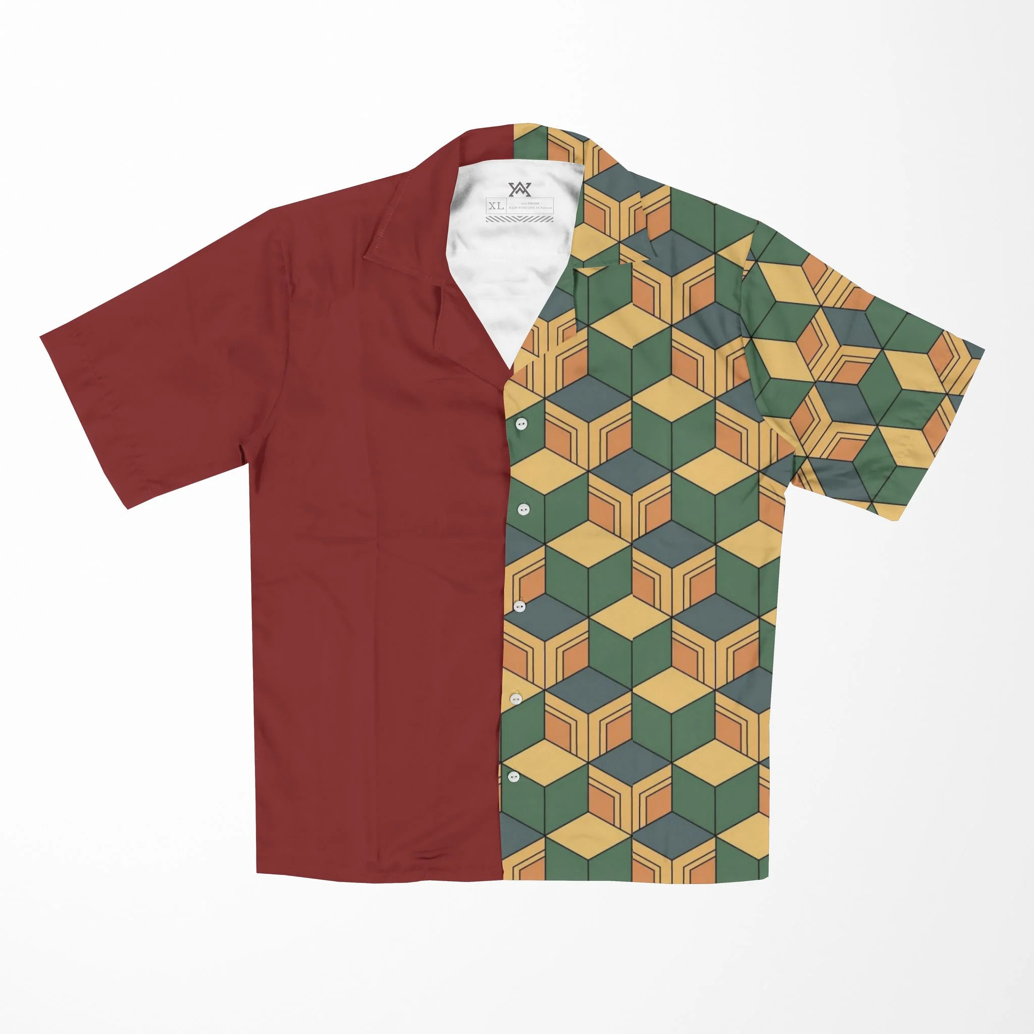 Demon Slayer Water Pillar Pattern Button Up Short Sleeved Shirt