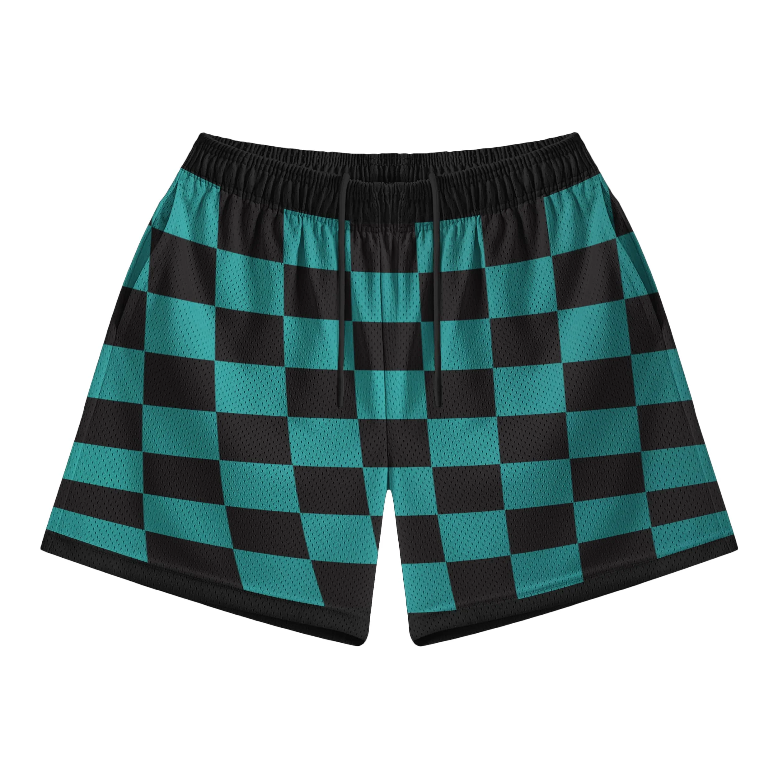 Demon Slayer Kimetsu Classic Green Check Mesh Shorts