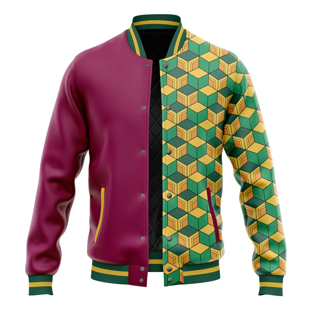 Naruto Water Pillar Color Overlap Pattern Baseball Jacket