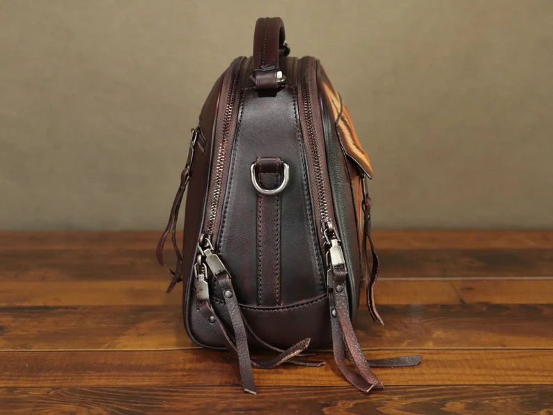 Genuine Leather Shoulder Bags for Women Handmade Crossbody Bag Handbag Hand Painted Satchel Purses Personalization Festival Gift Purse