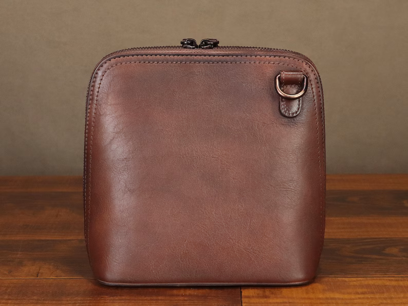 Genuine Leather Crossbody Bag for Women Vintage Hand Painted Style Handmade Satchels Small Purses Personalization Satchel Handbag