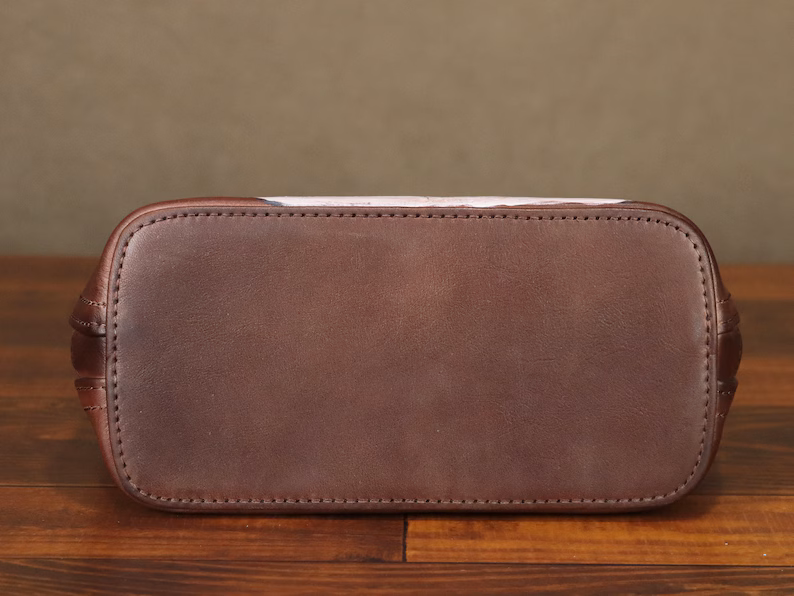 Genuine Leather Crossbody Bag for Women Vintage Hand Painted Style Handmade Satchels Small Purses Personalization Satchel Handbag