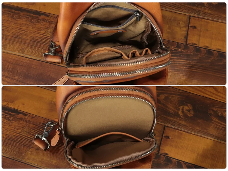 Genuine Leather Sling Bag for Men and Women Vintage Handmade Chest Bag Crossbody Bag Fashion  Shoulder Bag Sling Backpack Purses for Gifts