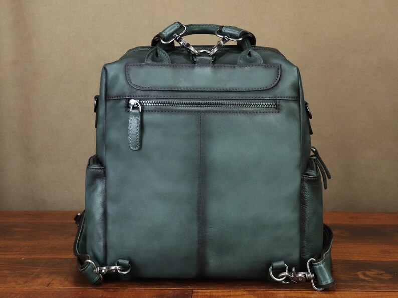 Genuine Leather Backpack Purse for Women Hand Painted Vintage Daypack Knapsack Handmade Rucksack Convertible Shoulder Bag Personalization