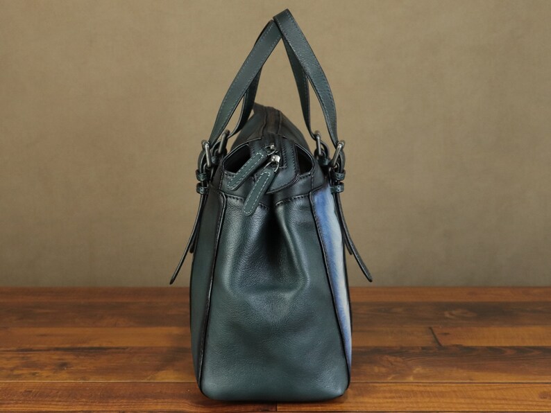 Genuine Leather Shoulder Bag Tote Bag for Women Hand Painted Dog Animal Personalized Custom Pattern Handmade Crossbody Handbag Satchel Purse