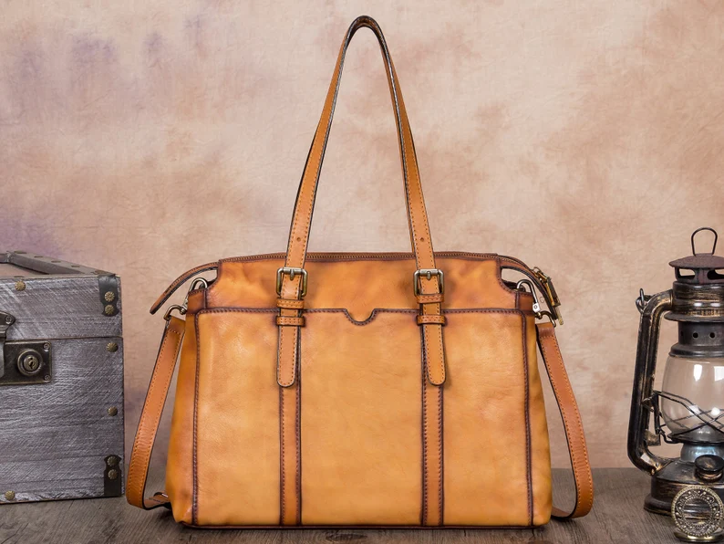 Genuine Leather Handbag for Women Vintage Handmade Top Handle Shoulder Bag Crossbody Satchel Work Tote Personalization Engrave Festival Gift