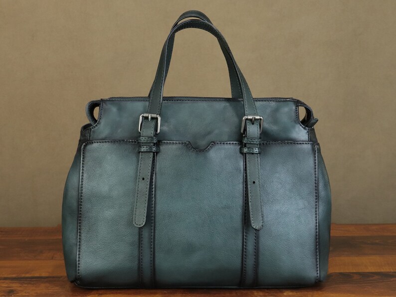 Genuine Leather Shoulder Bag Tote Bag for Women Hand Painted Fish Personalized Custom Pattern Handmade Crossbody Handbag Satchel Purse