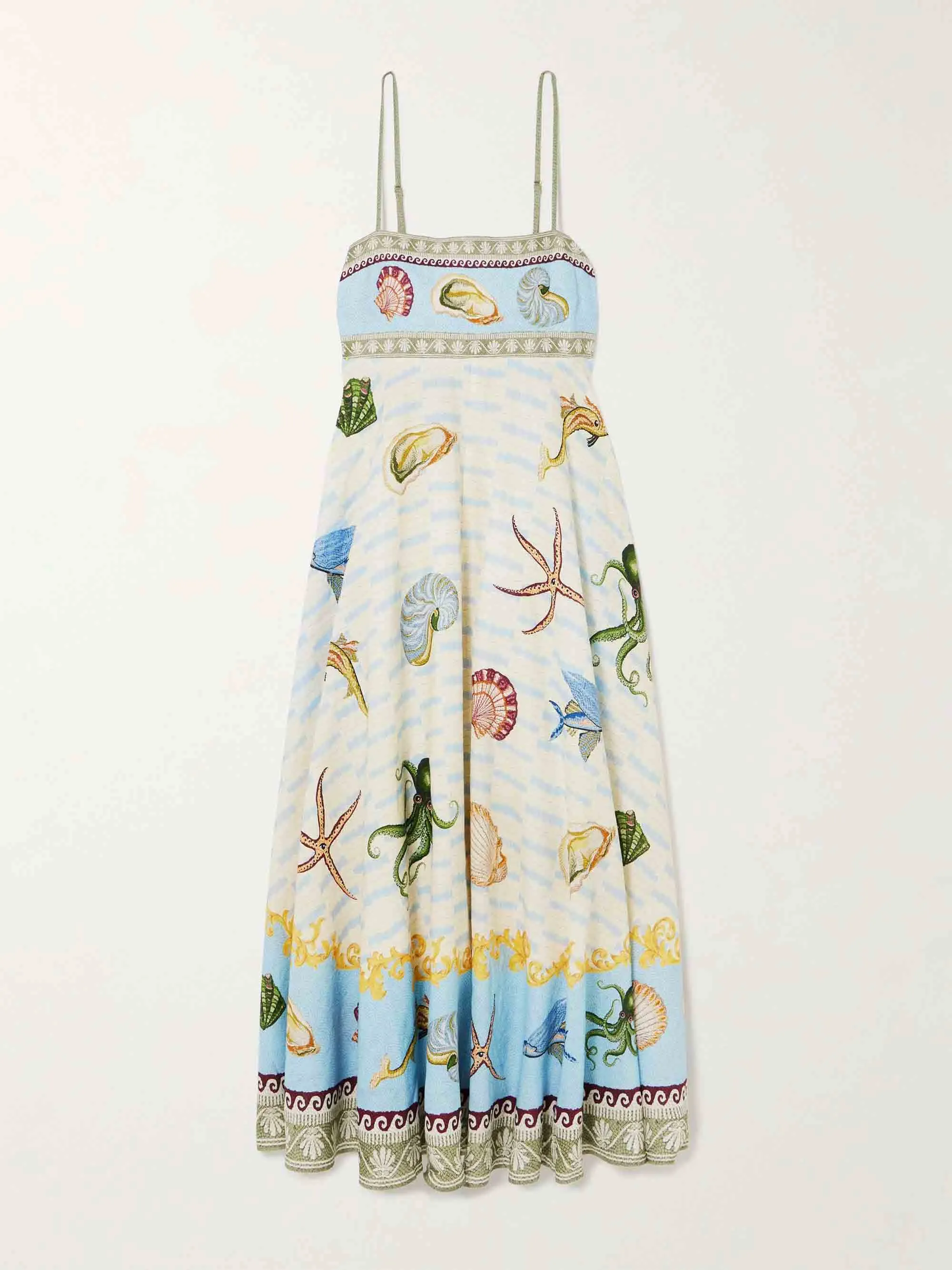 Unique Exquisite Deep Sea Floral Print Midi Dress