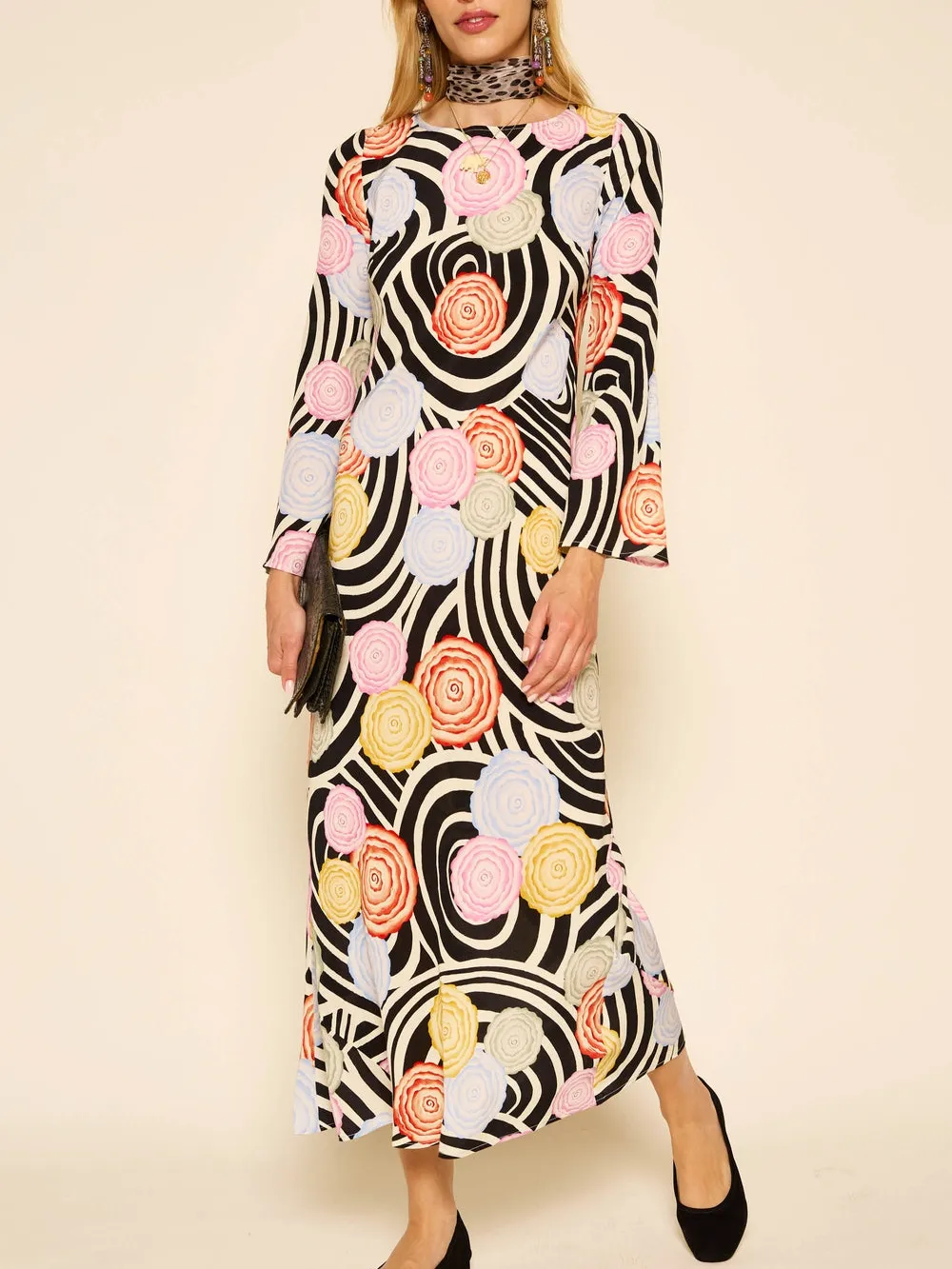 Loose Floaty Elegant Drape Midi Dress