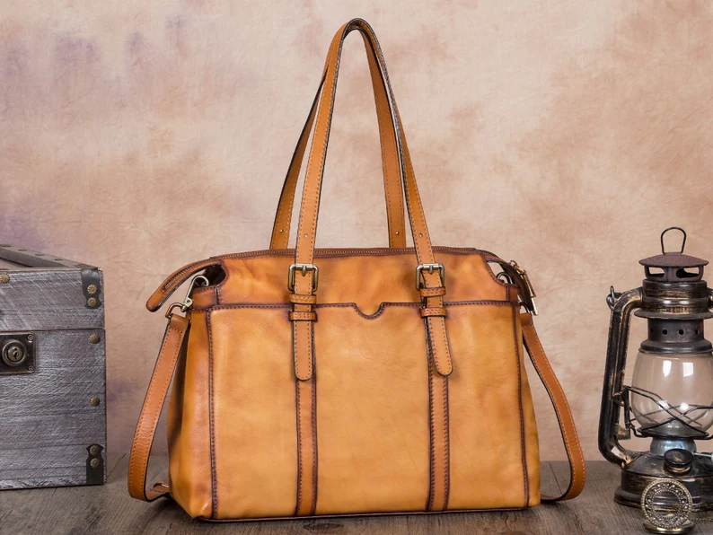 Genuine Leather Handbag for Women Vintage Handmade Top Handle Shoulder Bag Crossbody Satchel Work Tote Personalization Engrave Festival Gift