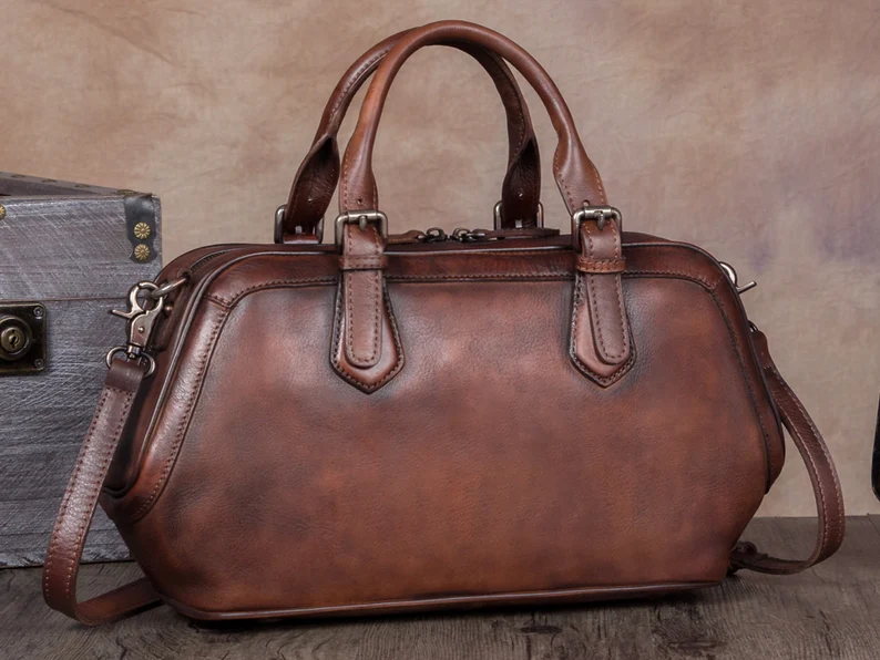 Genuine Leather Handbag for Women Top Handle Handmade Purse Vintage Crossbody Purse Personalization Birthday Gift Over the Shoulder Purses