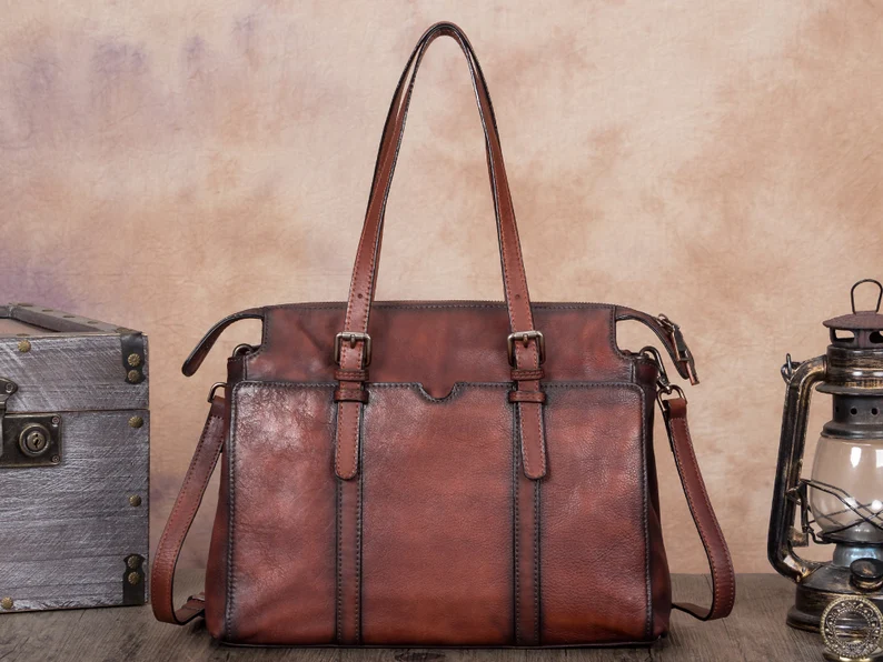 Genuine Leather Handbag for Women Vintage Handmade Top Handle Shoulder Bag Crossbody Satchel Work Tote Personalization Engrave Festival Gift