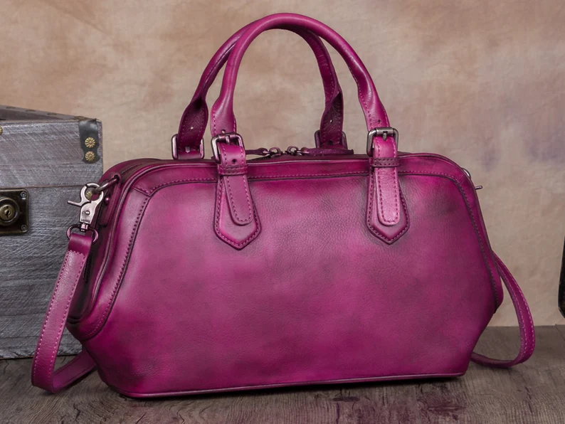 Genuine Leather Handbag for Women Top Handle Handmade Purse Vintage Crossbody Purse Personalization Birthday Gift Over the Shoulder Purses