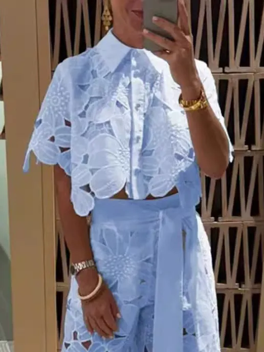 Exquisite Floral Embroidery Sexy Hollow Cardigan Top