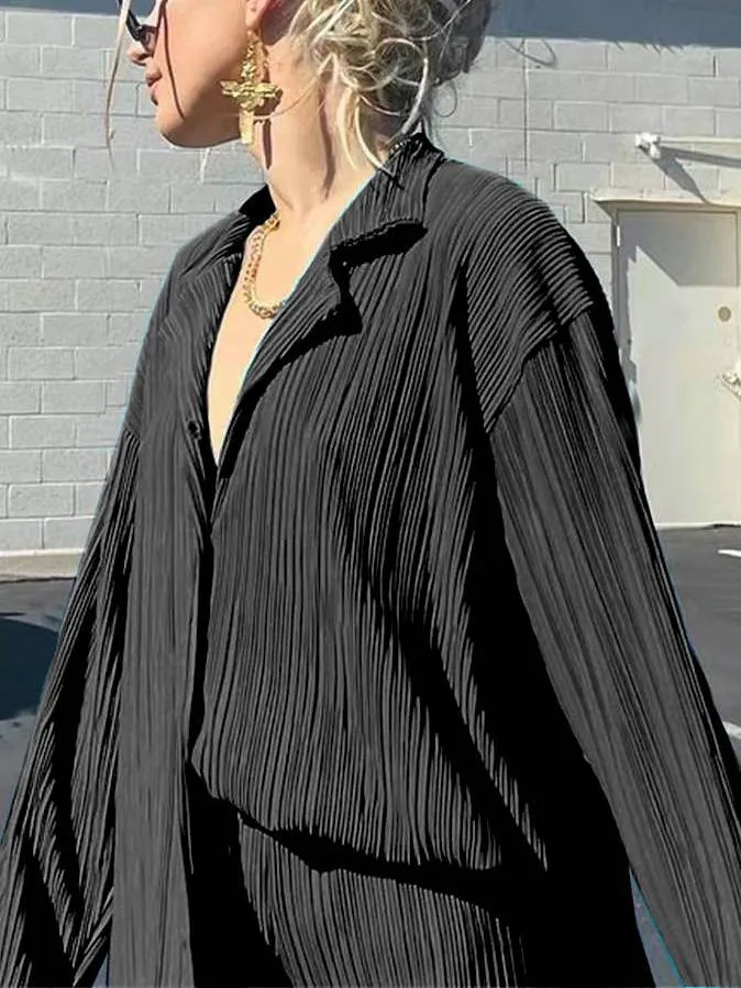 Textured Loose Casual Suit