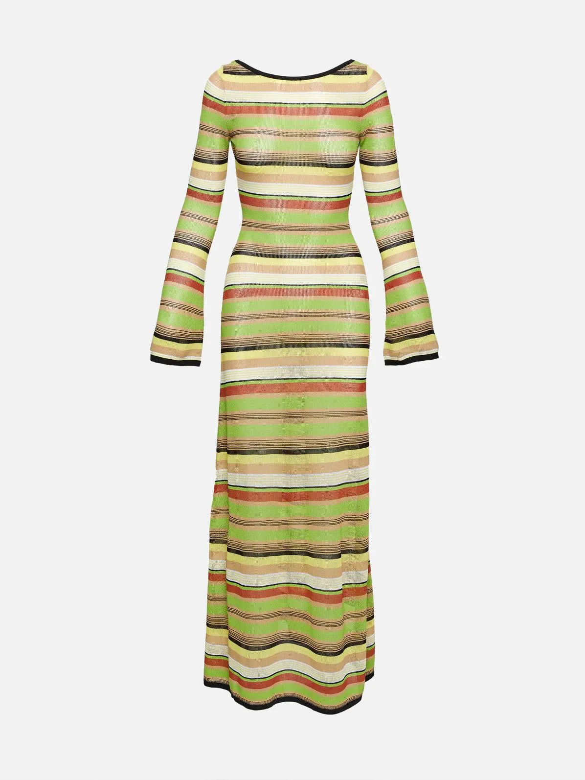 Striped Trumpet Sleeve Knitted Two-way Dress