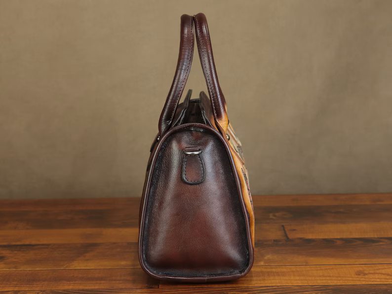 Genuine Leather Shoulder Bag Handbags for Women Hand Painted Butterfly Personalized Custom Pattern Fashion Crossbody Bag Art Satchel Purse