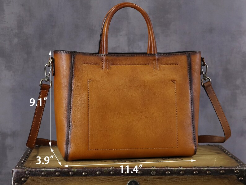 Genuine Leather Top Handle Handbag for Women Retro Satchel Vintage Handmade Crossbody Handbags Shoulder Purse Personalization Gift Work Tote