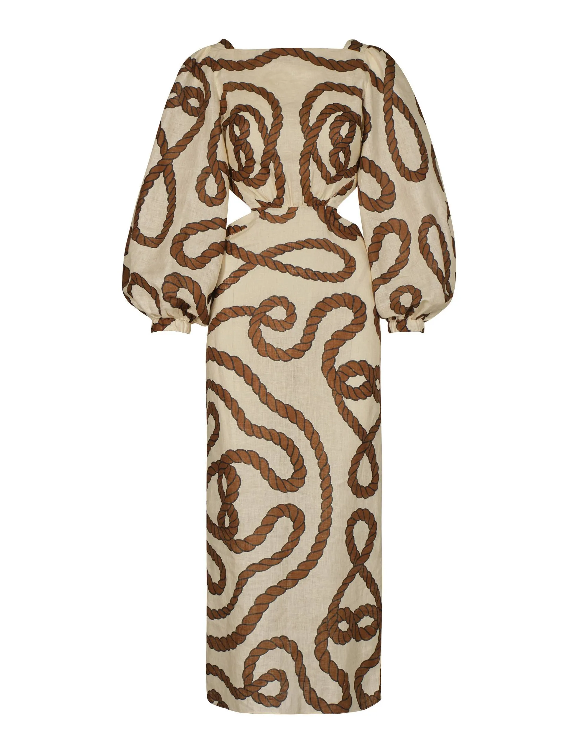 Printed Hollow-out Maxi Dress
