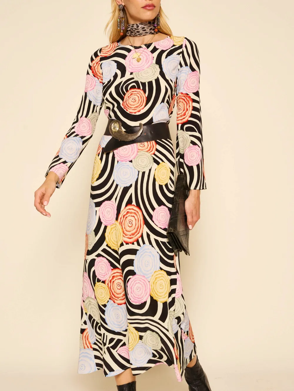 Loose Floaty Elegant Drape Midi Dress