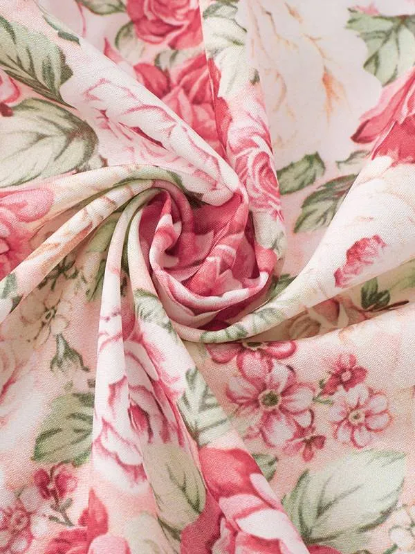 Printed Suspender Slit Dress