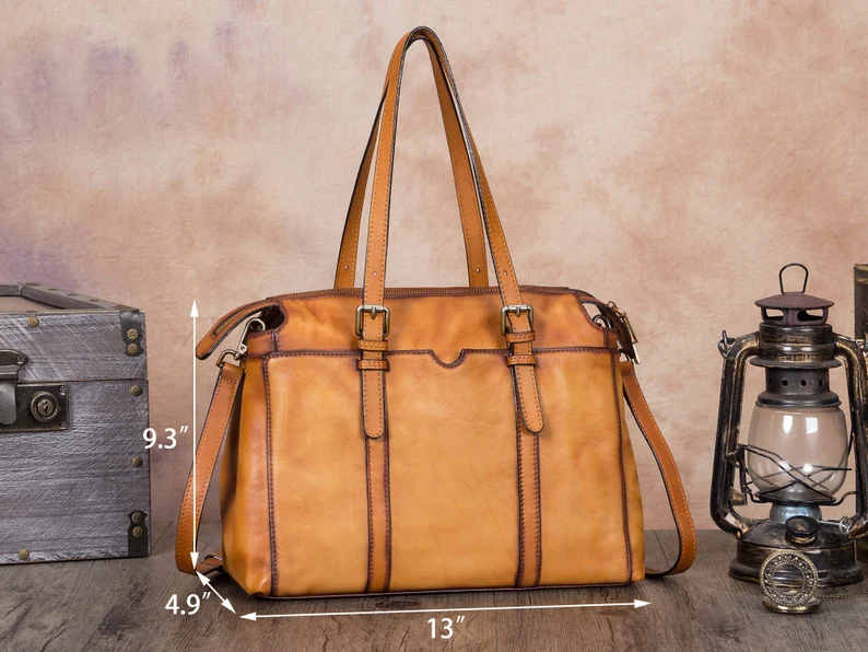 Genuine Leather Handbag for Women Vintage Handmade Top Handle Shoulder Bag Crossbody Satchel Work Tote Personalization Engrave Festival Gift