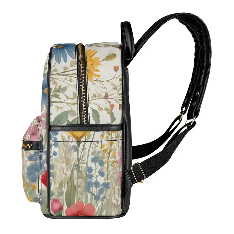 Luxury Flower PU Leather Backpack