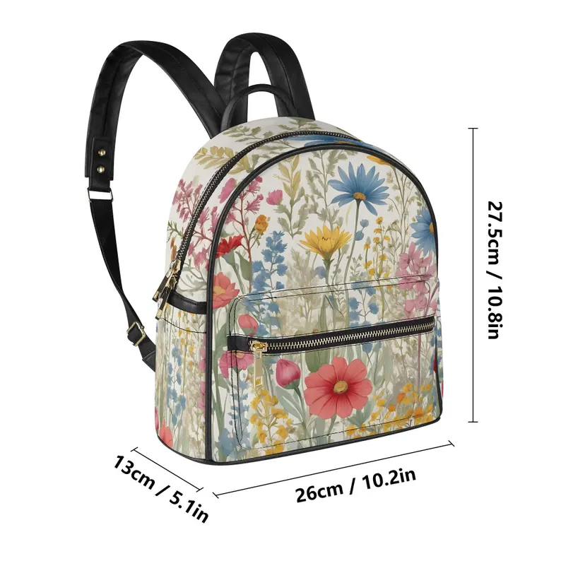 Luxury Flower PU Leather Backpack