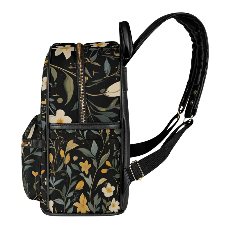 Moon Bag Floral PU Leather Backpack