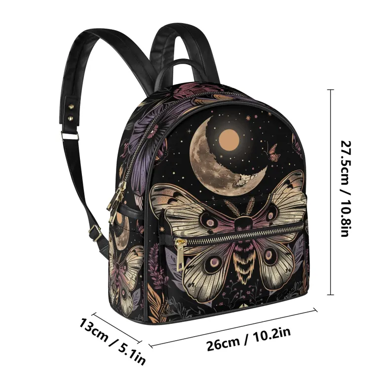 Aesthetic Bag Moth Vegan Leather Backpack PU Backpack Mini Backpack Cute Bags for Girls Women Gift Bags