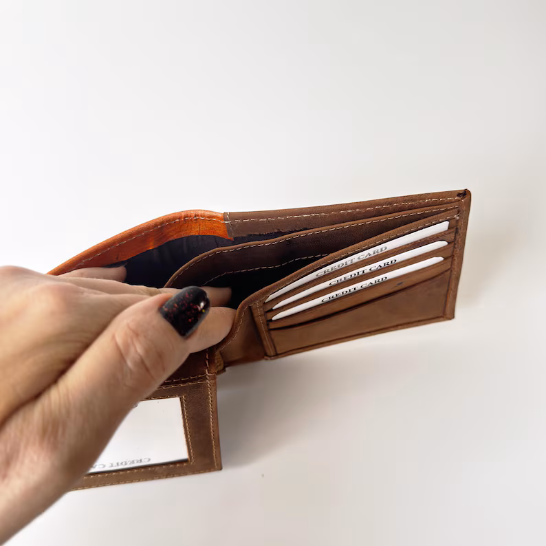 Handcrafted Leather Wallet with Elegant Floral Embossing | Perfect Gift for Him