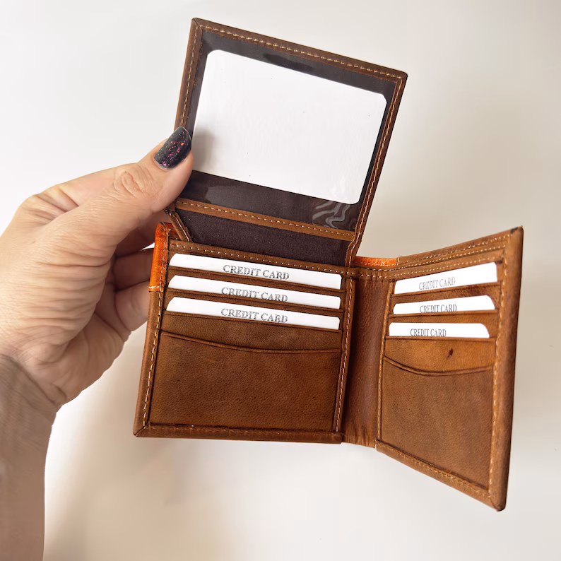 Handcrafted Leather Wallet with Elegant Floral Embossing | Perfect Gift for Him