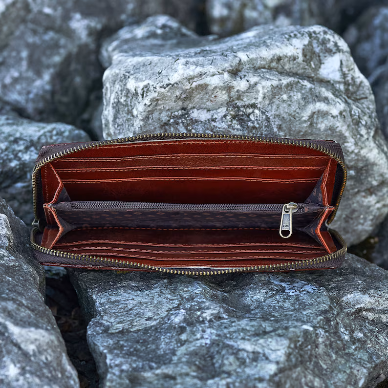 Double Sided Cowhide Women's Clutch Wallet