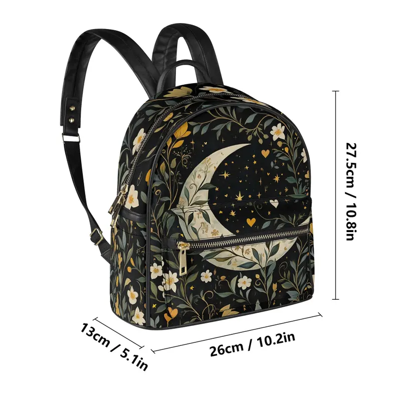 Moon Bag Floral PU Leather Backpack