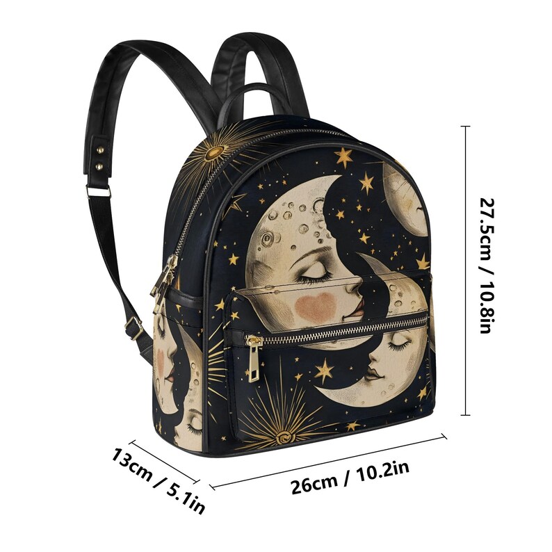 Sun Moon Love PU Leather Backpack