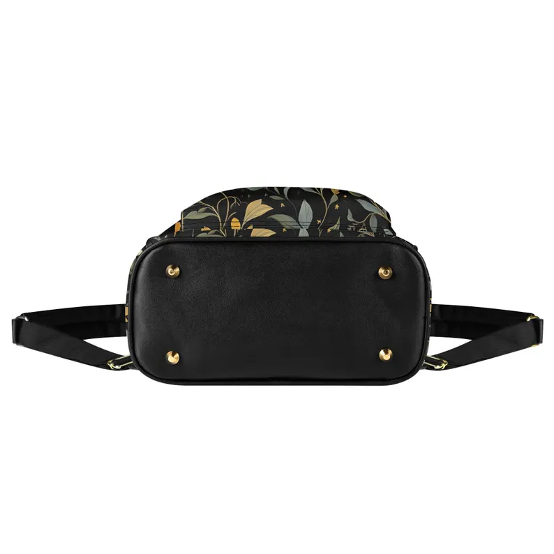 Moon Bag Floral PU Leather Backpack