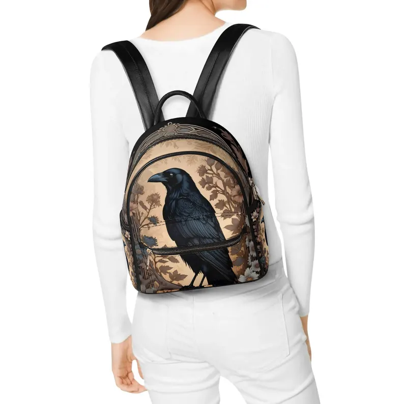 Dark Witchy Vegan Leather Backpack PU Backpack Mini Backpack Cute Bags for Girls Women Gift Bags